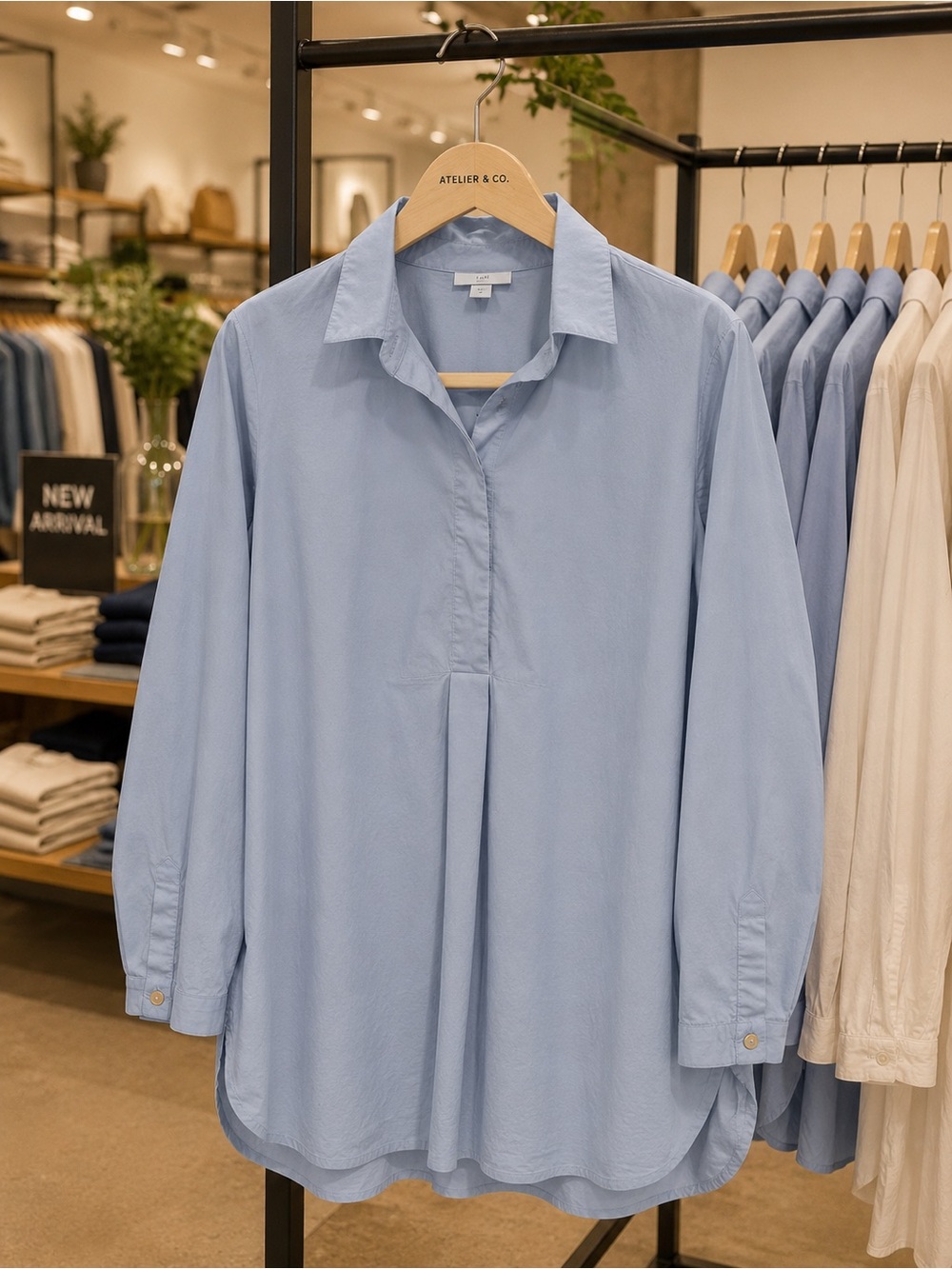 J. Jill Pale Blue Collared Button Shirt Oversized Shirt